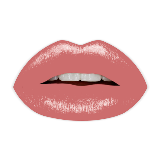 Swatch of KDLR Beauty Labs' Noir Patent Cream Lipstick: vibrant, nourishing with argan oil, vitamin E, vegan, paraben-free, in sustainable packaging. Variant: Darling Dahlia