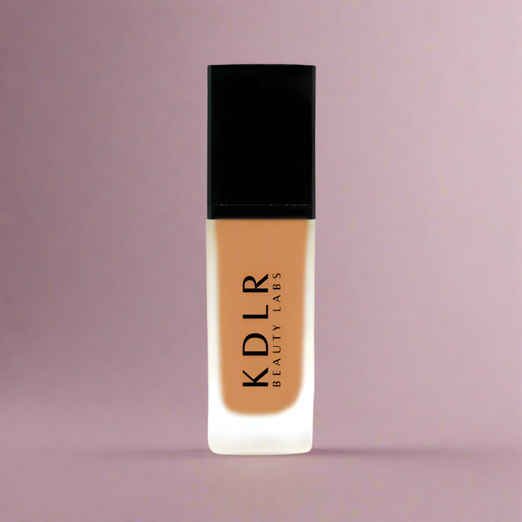 KDLR Beauty SPF Foundation Liquid Bottle Image - High Coverage Makeup. Variant: Marigold