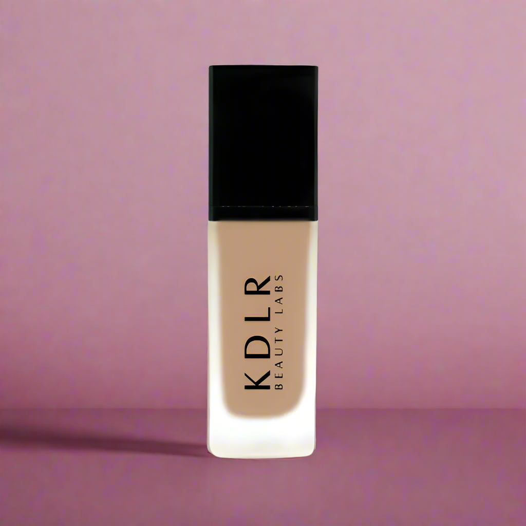 KDLR Beauty SPF Foundation Liquid Bottle Image - High Coverage Makeup. Variant: Mile Beach