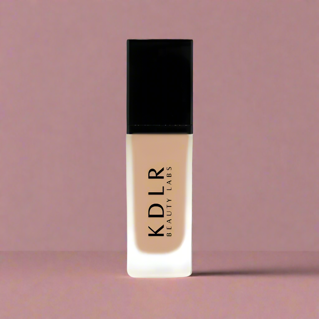 KDLR Beauty SPF Foundation Liquid Bottle Image - High Coverage Makeup. Variant: Penny