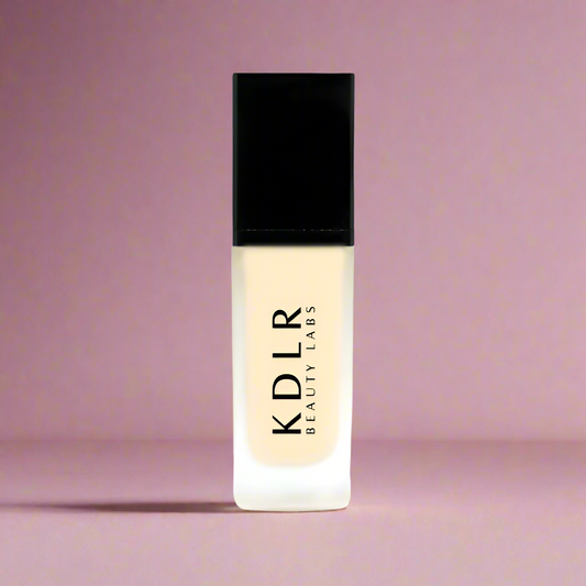 KDLR Beauty SPF Foundation Liquid Bottle Image - High Coverage Makeup. Variant: Porcelain