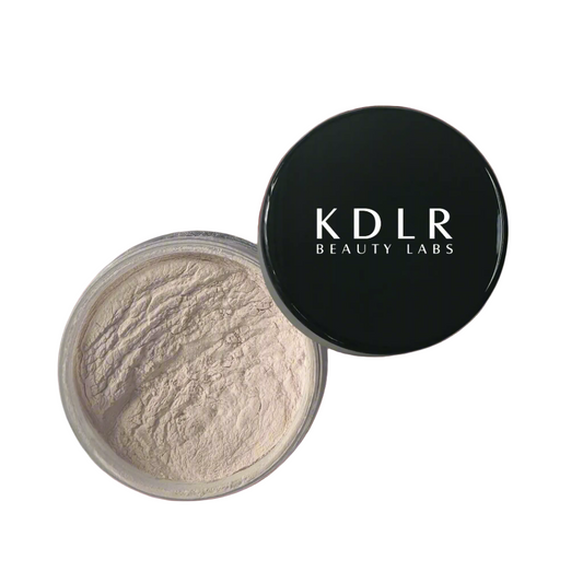 KDLR Beauty Labs Finishing Powder in sleek packaging, showcasing its ultra-fine texture for a perfect matte finish.