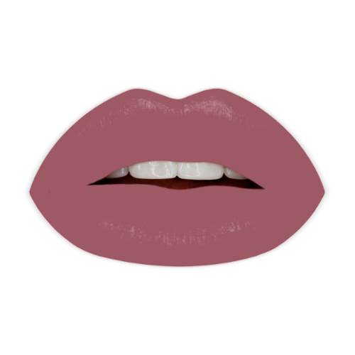 Swatch of Noir Patent Matte Lipstick in sleek patent black case with nine shades, long-lasting, cruelty-free, high-pigment color. Variant: Chloe