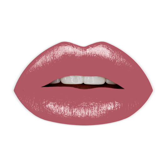 Swatch of KDLR Beauty Labs' Noir Patent Cream Lipstick: vibrant, nourishing with argan oil, vitamin E, vegan, paraben-free, in sustainable packaging. Variant: Magical Mauve