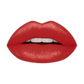 Swatch of KDLR Beauty Labs' SatinMatte Lip Stain, featuring enduring color with a velvety matte finish for all-day wear, buildable shades, unique doe-shaped applicator, vitamin E enriched, and an eco-friendly, vegan formula. Variant: True Crimson