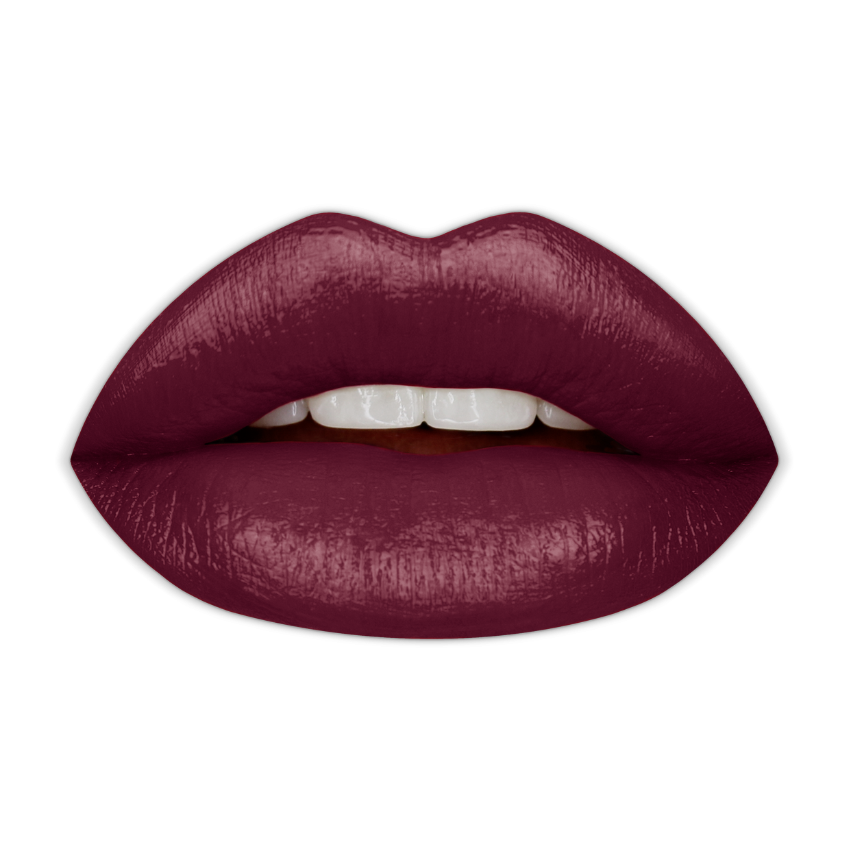 Swatch of KDLR Beauty Labs' SatinMatte Lip Stain, featuring enduring color with a velvety matte finish for all-day wear, buildable shades, unique doe-shaped applicator, vitamin E enriched, and an eco-friendly, vegan formula. Variant: Blackberry Wine