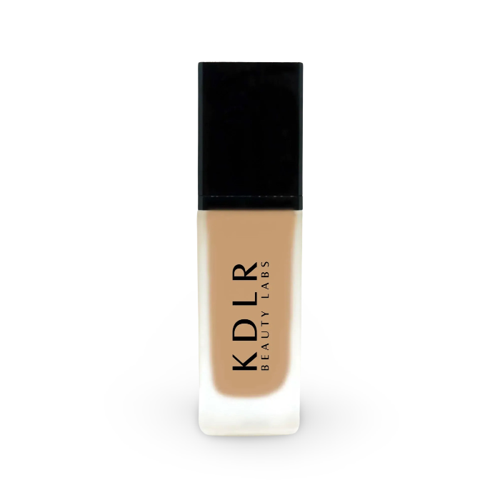 KDLR Beauty SPF Foundation Liquid Bottle Image - High Coverage Makeup. Variant: Oak