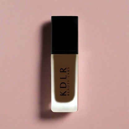 KDLR Beauty SPF Foundation Liquid Bottle Image - High Coverage Makeup. Variant: Velvet Espresso