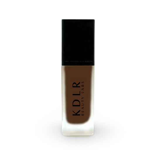 KDLR Beauty SPF Foundation Liquid Bottle Image - High Coverage Makeup. Variant: Velvet Espresso