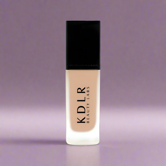 KDLR Beauty SPF Foundation Liquid Bottle Image - High Coverage Makeup. Variant: Warm Nude