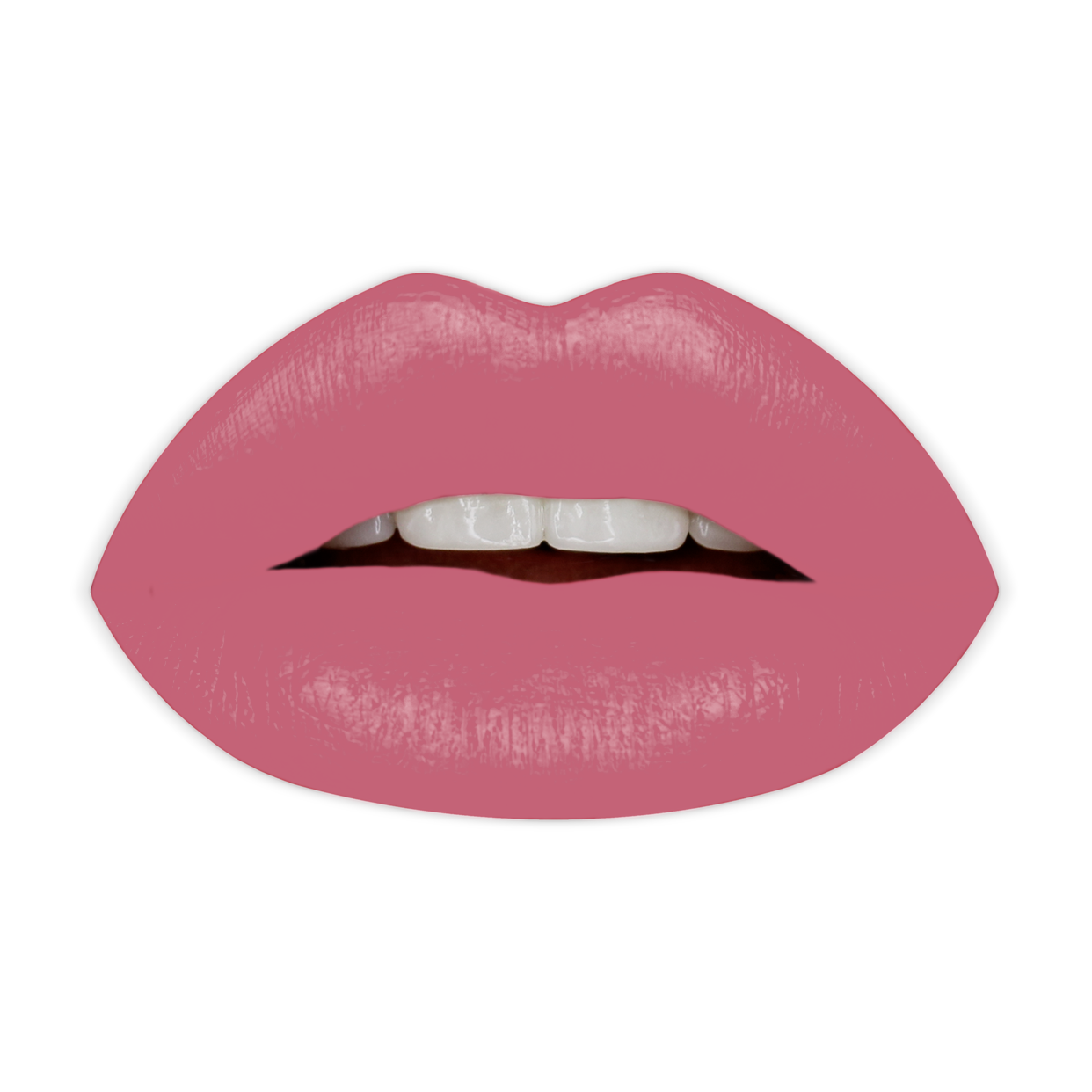 Swatch of Noir Patent Matte Lipstick in sleek patent black case with nine shades, long-lasting, cruelty-free, high-pigment color. Variant: Grace