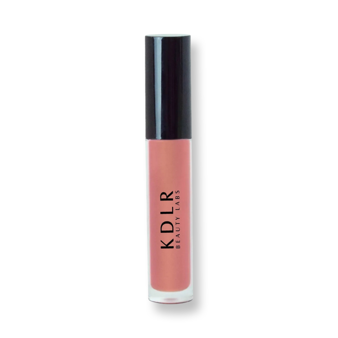 KDLR Beauty Labs' Power Drip Lip Gloss, showcasing radiant shine, full lips in shimmer and natural finishes, perfect for versatile, luxurious day-to-night lip makeup. Variant: Mohaganyy