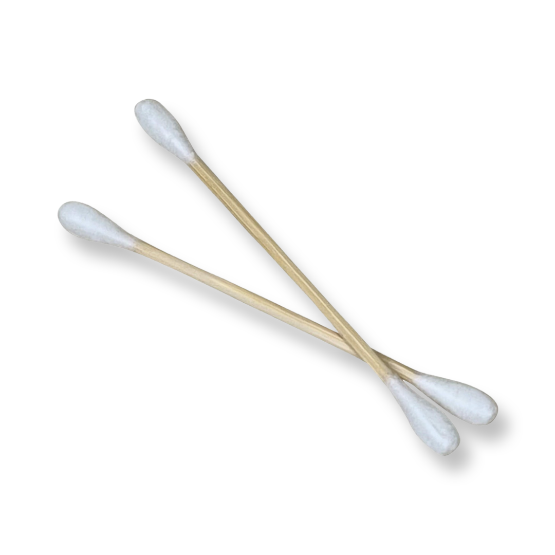 KDLR Beauty Labs' eco-friendly cotton swabs with soft 100% pure cotton and bamboo stems, ideal for makeup and skincare.