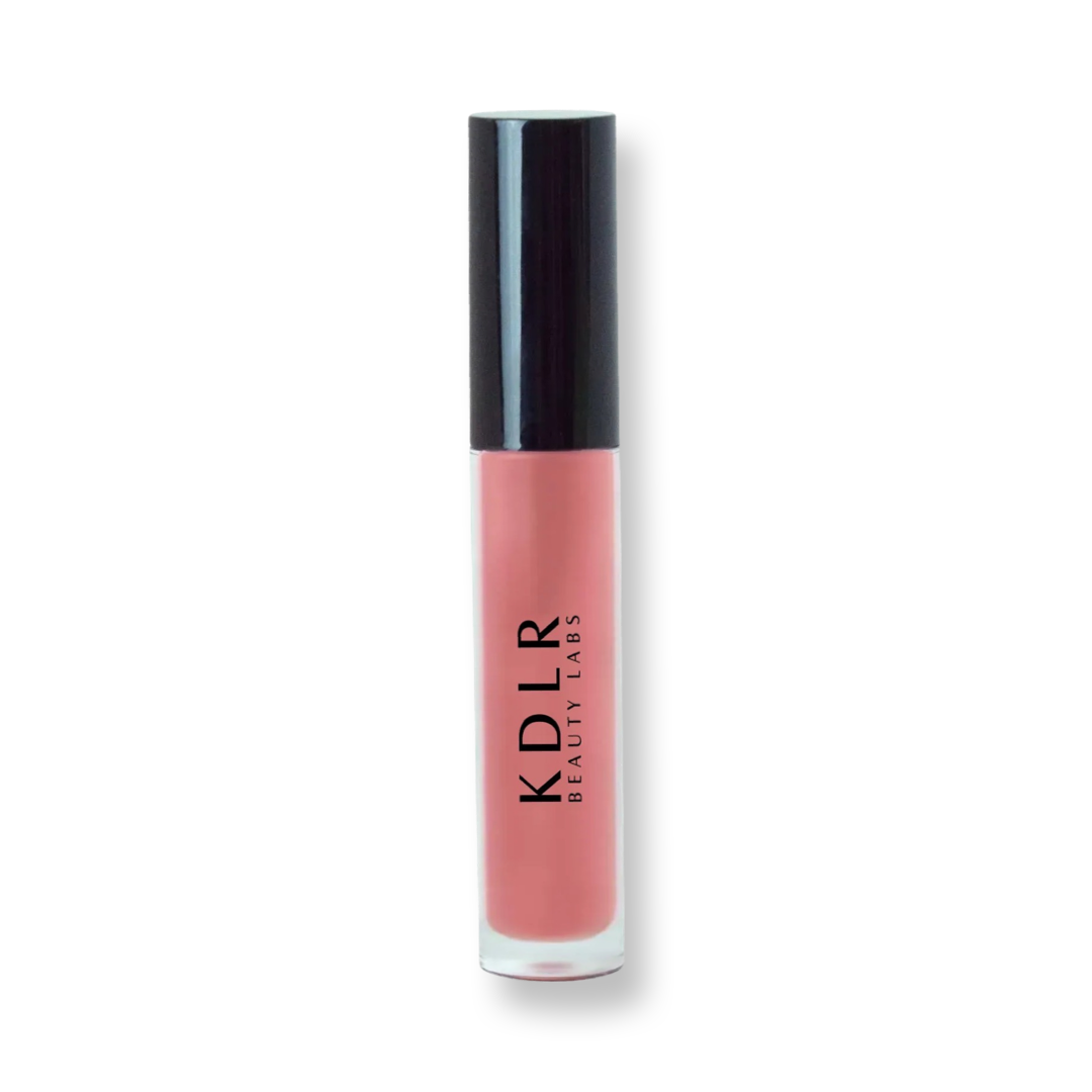 KDLR Beauty Labs' Power Drip Lip Gloss, showcasing radiant shine, full lips in shimmer and natural finishes, perfect for versatile, luxurious day-to-night lip makeup. Variant: Shine