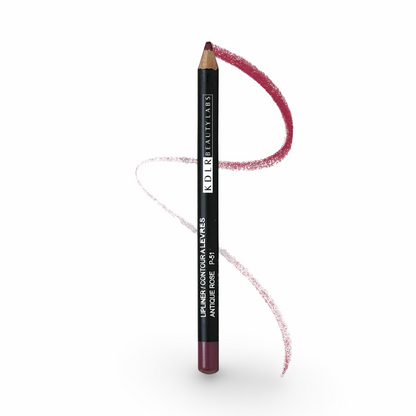 Swatch of KDLR Beauty Labs Lip Liner, showcasing rich pigments and creamy texture in eco-friendly packaging. Variant: Antique Rose