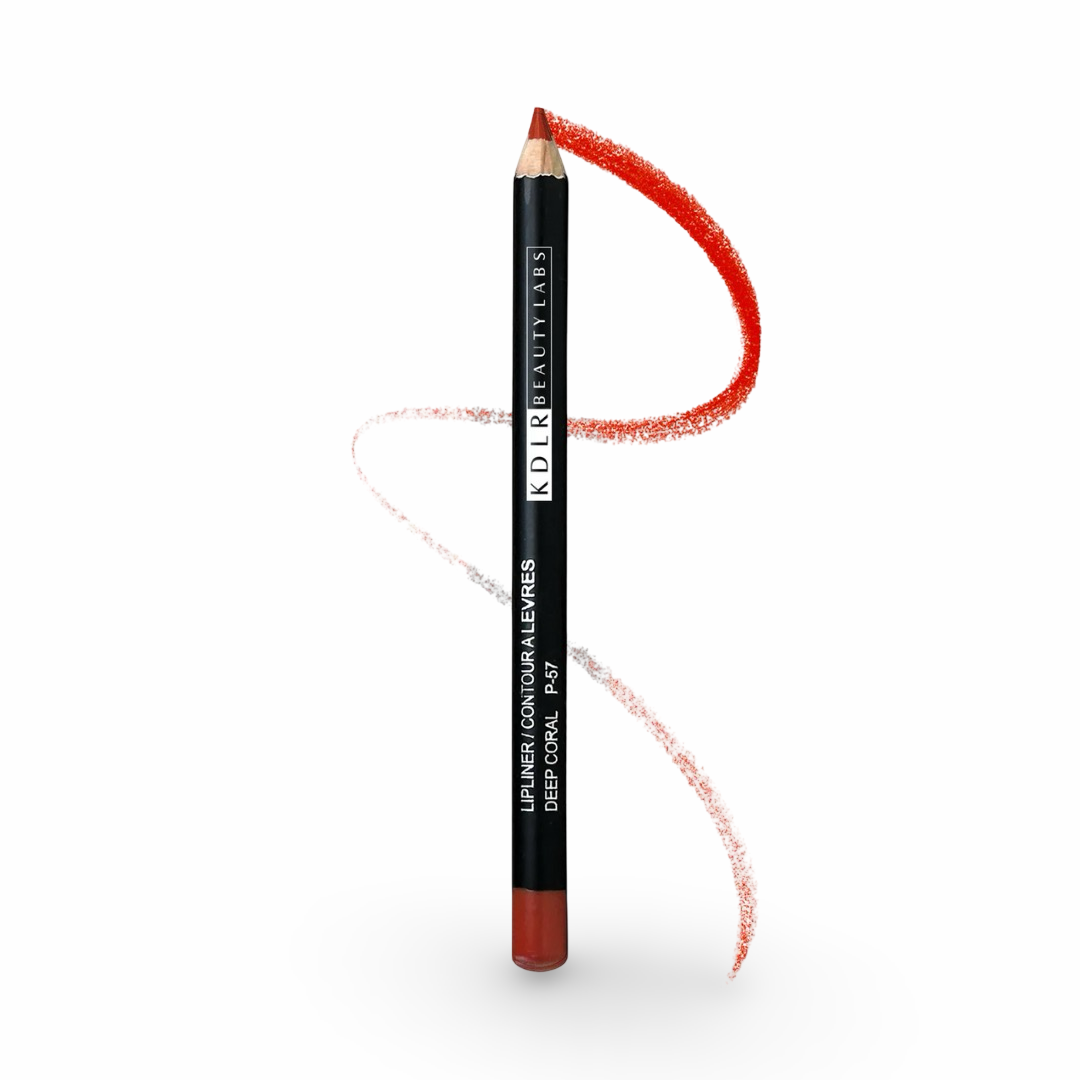 KDLR Beauty Labs Lip Liner, showcasing rich pigments and creamy texture in eco-friendly packaging. Variant: Deep Coral