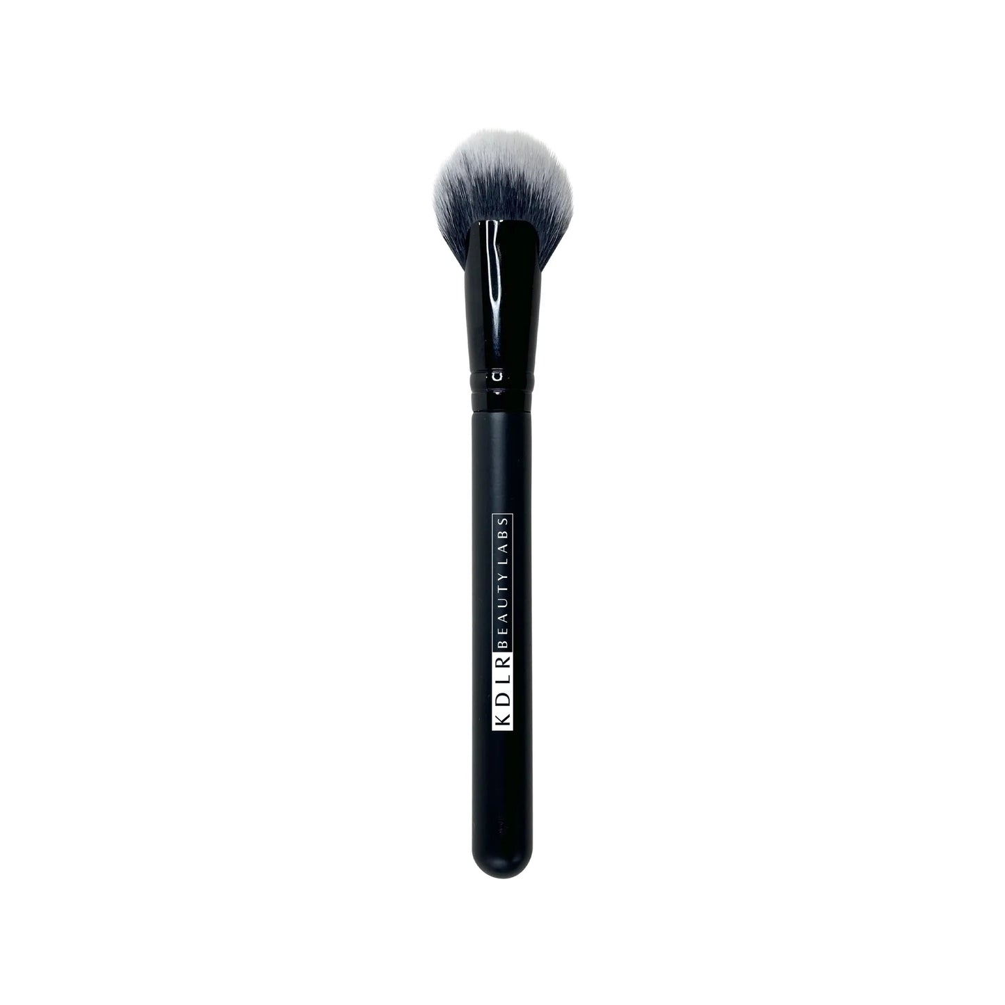 Sculpt and Glow Fan Brush by KDLR Beauty Labs, a professional-grade hypoallergenic synthetic makeup brush for applying highlighter, contour, and setting powder.